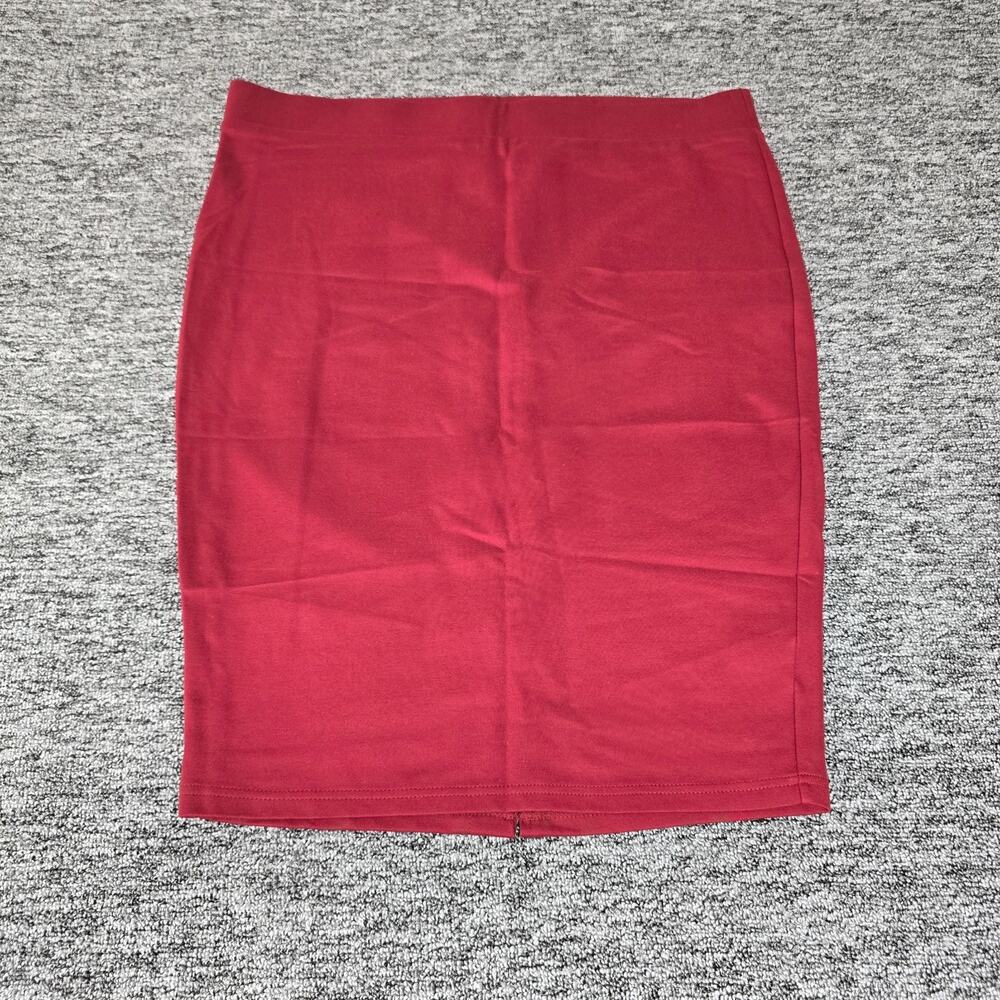 Torrid Pull On Pencil Skirt Women's 2X Red Burgundy Back Slit Stretch